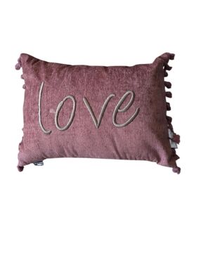 Pink "Love" Embroidered Accent Pillow